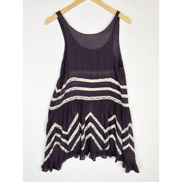 Free People Intimately Small Trapeze Lace Voile Polka Dot Purple Slip Dress - Picture 2 of 5